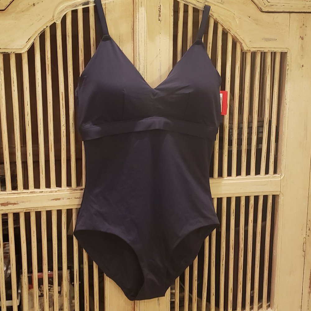Spanx Sunkissed Navy Blue One Piece Swim Bathing Suit